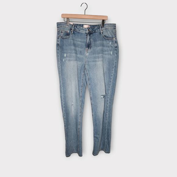 Rachel Parcell Womens Girlfriend Jeans 34 Light Wash Distressed Relaxed Fit - Picture 1 of 7